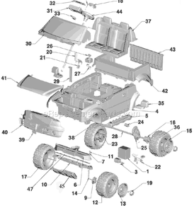 Page A Diagram and Parts List for M9779  Power Wheels Ride-On Cars